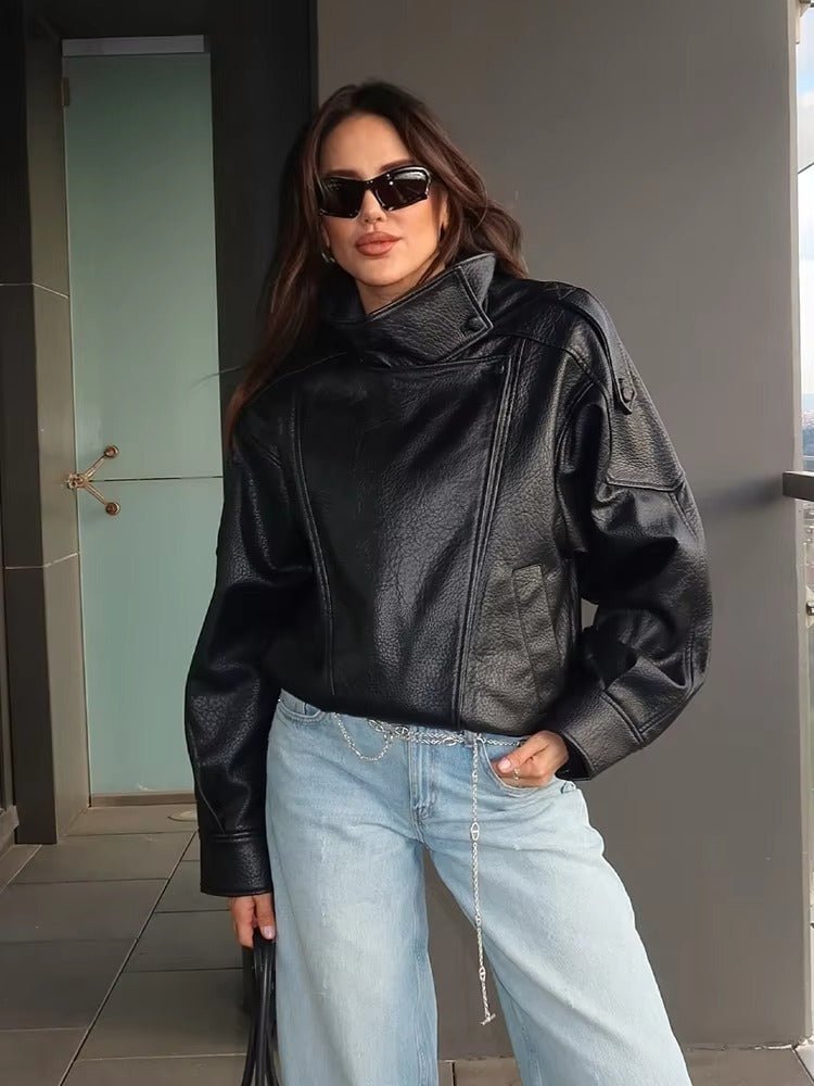 Seame CH - Sandra Asymmetrical Leather Jacket - Jackets - 3256809548131011-;cg1756169215533596910